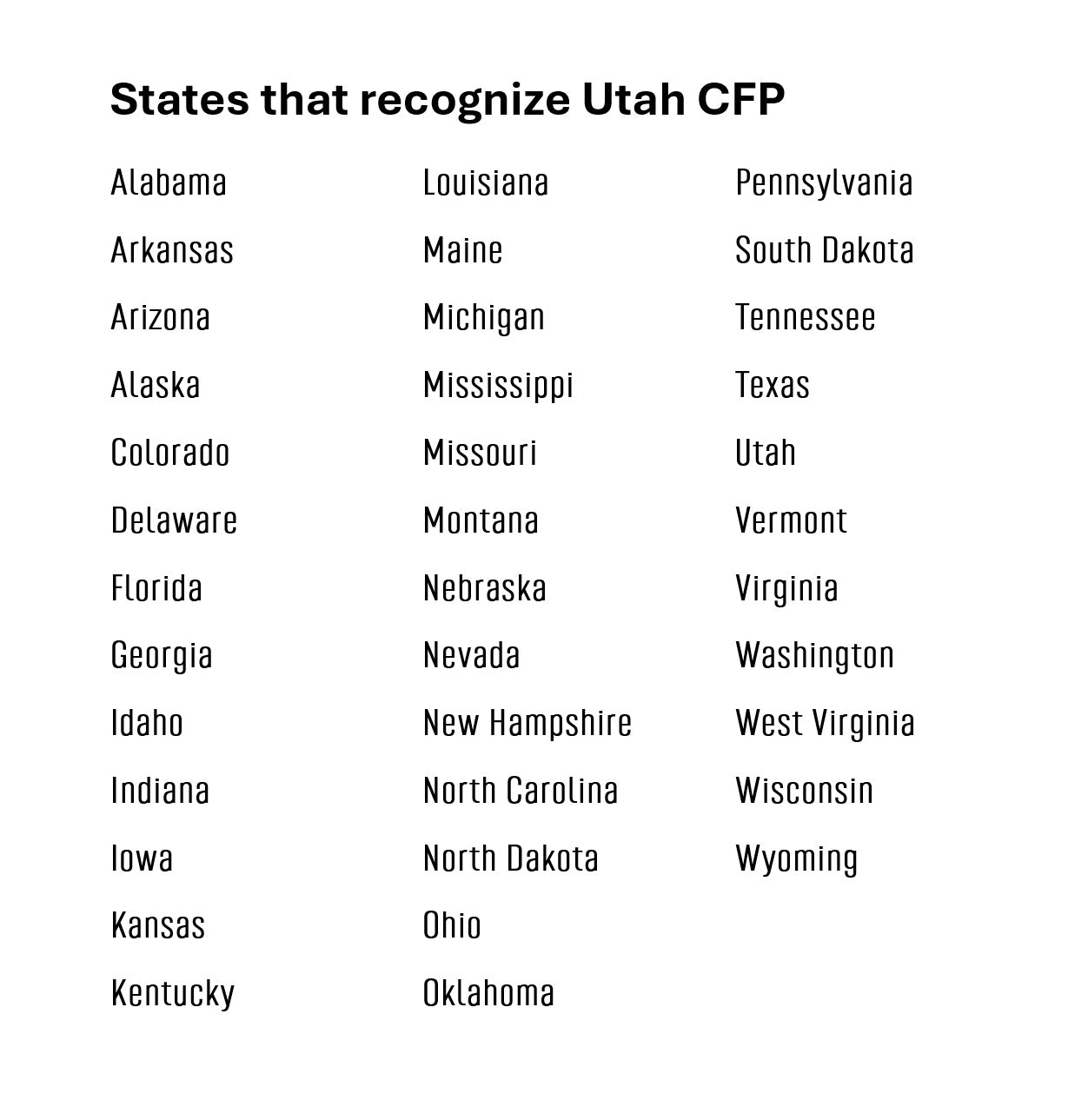 Utah non-resident CFP